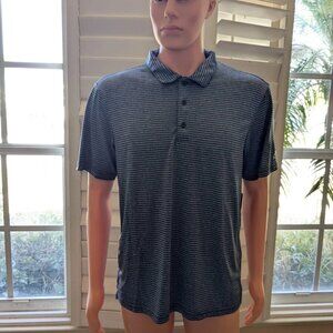 NEW Adidas Men’s Golf Polo Shirt M Navy Blue Heather Striped Short Sleeve